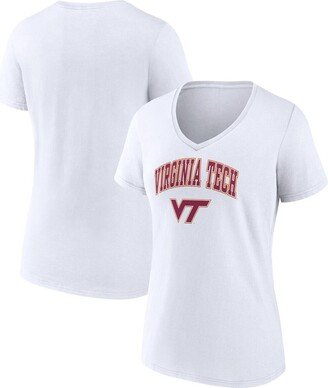 Women's Branded White Virginia Tech Hokies Evergreen Campus V-Neck T-shirt