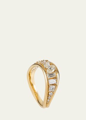 Stream Wave Band in Yellow Gold and Diamonds