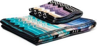 Zig-Zag Print Towel Set-AB