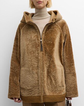 Reversible Shearling Lamb Zip Parka Jacket-AA