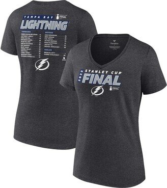 Women's Branded Heathered Charcoal Tampa Bay Lightning 2022 Stanley Cup Final Own Goal Roster V-Neck T-shirt