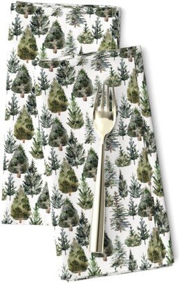 Christmas Trees Dinner Napkins | Set Of 2 - Deck The Halls By Hipkiddesigns Forest Pines Woods Outdoors Xmas Cloth Spoonflower