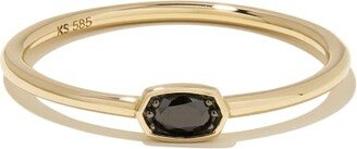Marisa 14k Yellow Gold Oval Solitaire Band Ring in Black Diamond