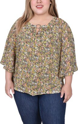 Plus Size Chiffon Poncho Top with Ring