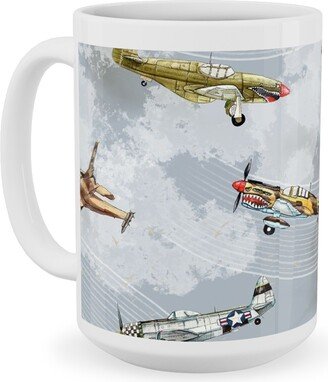 Mugs: Military Planes Ceramic Mug, White, 15Oz, Gray