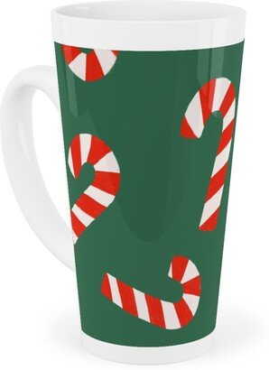 Mugs: Candy Cane Pattern Tall Latte Mug, 17Oz, Green