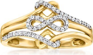 Diamond Infinity Symbol and Love Knot Ring in 14kt Yellow Gold