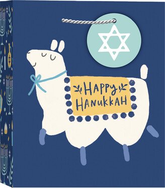 Small Vertical Tote Happy Hanukkah-Llama Blue