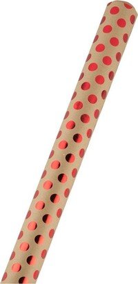 Jam Paper GiFoot Wrap - Kraft Wrapping Paper - 50 Square Foot Total - Foil Polka Dots On Kraft Paper - Roll 2 Rolls Per Pack