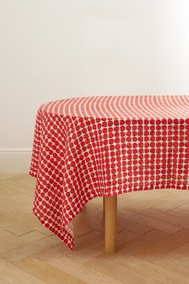 Large Printed Linen Tablecloth - Red