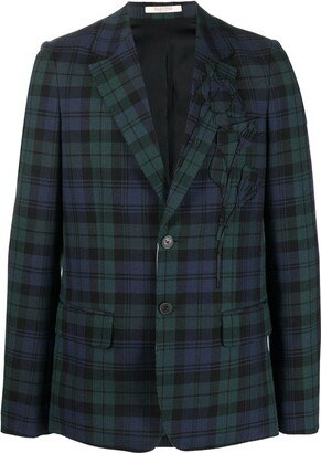 Checked Single-Breasted Blazer-AI