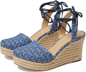 Margie Closed Toe Wedge (Denim) Women's Shoes