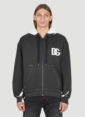 Distressed Logo Print Hooded Zip-up Sweatshirt - Man Sweatshirts Black It - 48