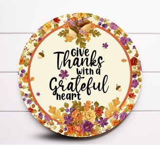 Wreath Sign, Give Thanks With A Grateful Heart Fall Sugar Pepper Designs, Sign For Wreath, Door Decor