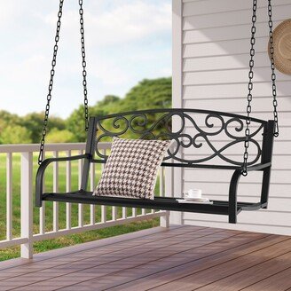 Patio Hanging Porch Swing Outdoor 2-Person Metal Swing Bench