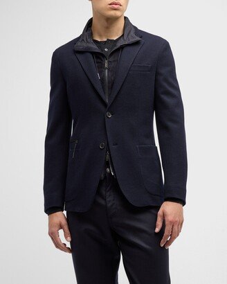 Men's High-Performance Jersey Sport Coat with Suede Bib