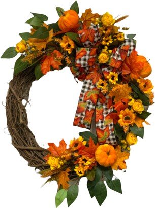 Fall Harvest Pumpkin Wreath For Front Door