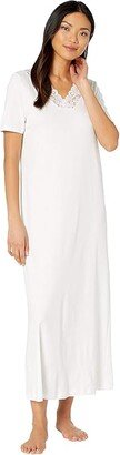 Moments Short Sleeve Long Gown (White) Women's Clothing