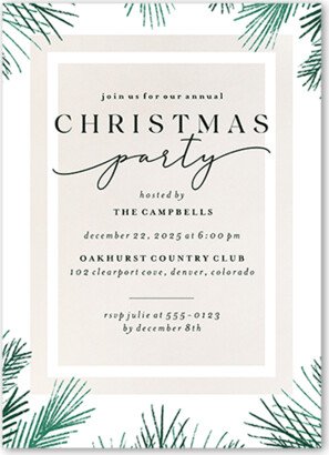 Holiday Invitations: Pine Framing Holiday Invitation, White, 5X7, Christmas, Luxe Double-Thick Cardstock, Square