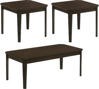 3pc Amaro Wood Coffee Table Set Dark Brown