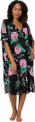 N by Natori Sarasa Slinky Knit Caftan (Black Multi) Women's Pajama