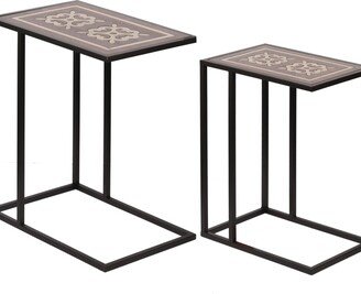 Ab Home Raj Brass Inlaid Nesting Tables, Set of 2