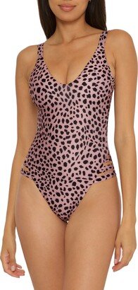 Print High Cut One-Piece Swimsuit