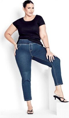 | Women's Plus Size Butter Denim Pull On Jean Mid Wash - petite - 14W