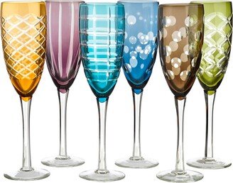 Tie Up set of 6 champagne flutes