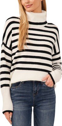 Women's Striped Turtleneck Sweater