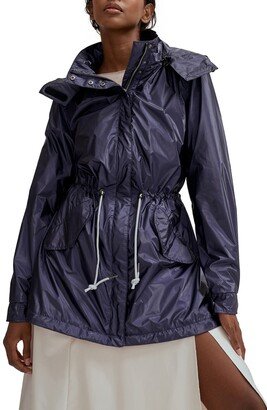 Metallic Water Resistant Raincoat with Removable Hood