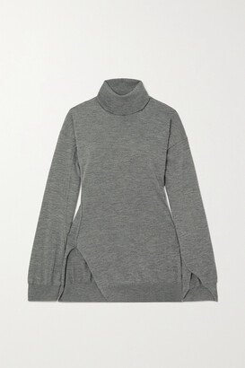 Nomi Cutaway Cashmere Turtleneck Sweater - Gray