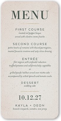 Wedding Menu Cards: Captivating Couple Wedding Menu, Beige, 4X8 Flat Menu, Matte, Signature Smooth Cardstock, Rounded