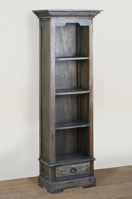 Besthom Shabby Chic Cottage 72 in. Distressed Vintage Iron Brown Solid Wood Bookcase with 4 Shelves - 25