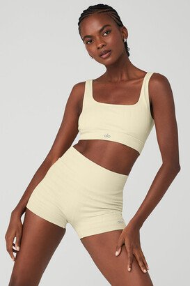 Seamless Cable Knit Bra in French Vanilla Yellow, Size: XS |