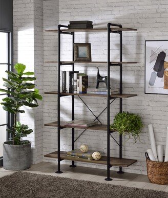 IGEMAN Industrial Style Solid Wood Five Shelves with X-Shaped Back Design Can Be Used In The Living Room, Bedroom, Study, Office