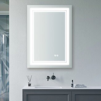 Zeus & Ruta 24 in. W x 32 in. H Wall Mount Bathroom Vanity Mirror in Silver