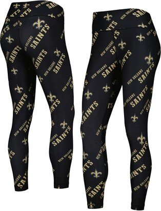 Women's Concepts Sport Black New Orleans Saints Breakthrough Allover Print Leggings