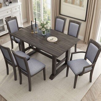 BEYONDHOME 7-Piece Trestle Dining Table Set