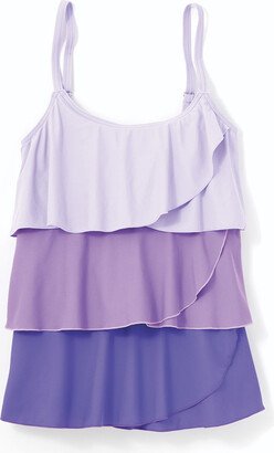 Women's Colorblock Ruffled Tankini Top - Purple Multi - 8