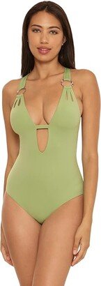 Color Code Skylar Plunge One-Piece (Sage) Women's Swimsuits One Piece