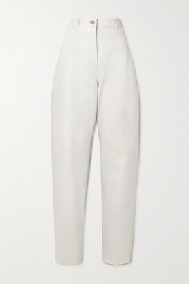 Leather Straight-leg Pants - White
