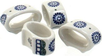 Blue Rose Pottery Blue Rose Polish Pottery Maia Napkin Ring Set