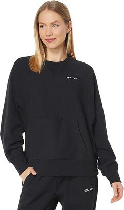 Reverse Weave French Terry Crew Pocket Hoodie (Black) Women's Clothing