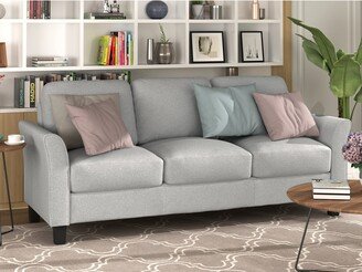 TOSWIN 3-seat Linen Fabric Upholstered Sofa Sets Living Room Furniture Track Arms Couches Hardwood Frame Sofa with Plastic Leg