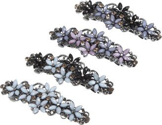 Unique Bargains 4 Pcs Hair Clips Accessories for Women Hair Barrettes Sparkly Rhinestones Hairpin Multicolor