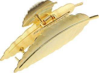 Unique Bargains Women's Leaf Metal Large Hair Clips 1 Pc Gold Tone