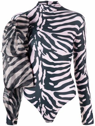 Atu Body Couture Animal-Print Bow Detail Bodysuit