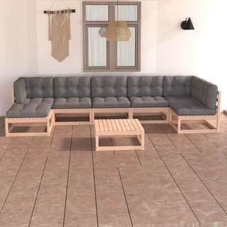 8 Piece Patio Lounge Set with Cushions Solid Pinewood-AR