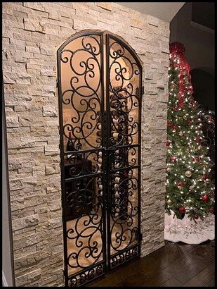 The Bordeaux Double Iron Wine Cellar Door, Hand Forged Steel, 48 Or 54 Inches Wide By 80 Tall - Custom Built